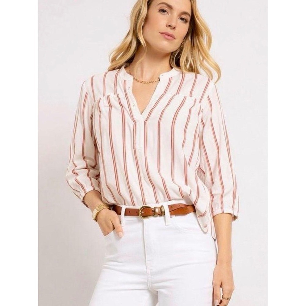 Splendid Linen Blend V-Neck Blouse